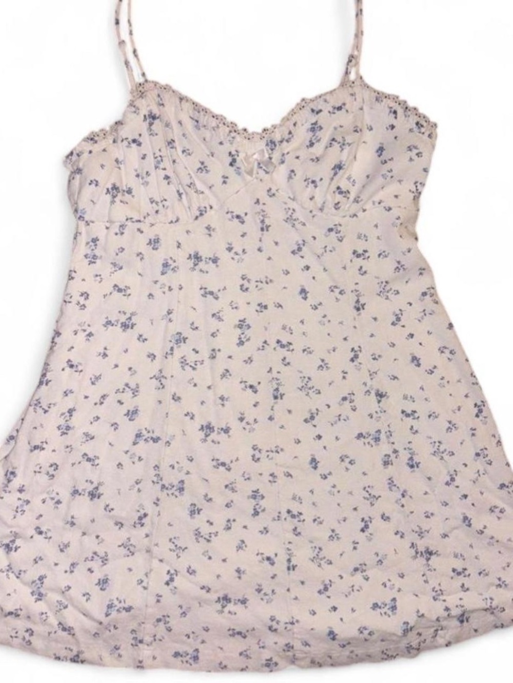 Coquette Blue & White Floral Mini Dress | Size XL
